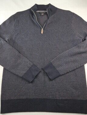Lachlan British Inspired Men's Charcoal Quarter-Zip Pullover Birds-Eye Sweater L